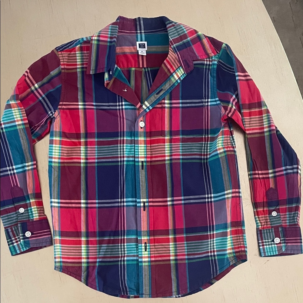 Janie and Jack Multicolor Plaid Button Down Shirt